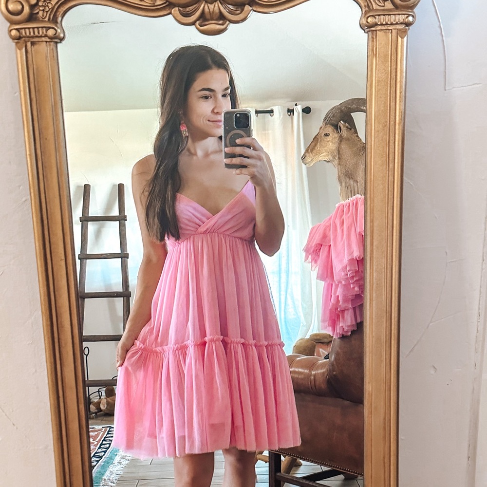 Pink Tulle Babydoll Dress
